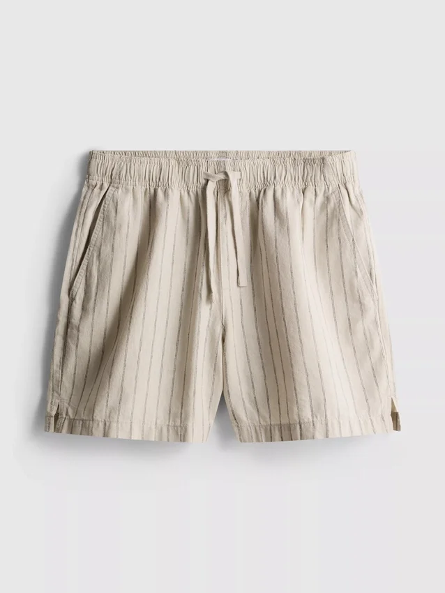 Pantalones cortos de mezcla de lino con rayas