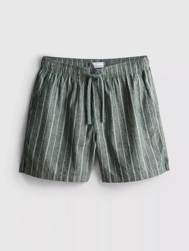 Pantalones cortos de mezcla de lino con rayas