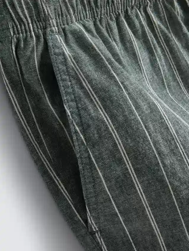 Pantalones cortos de mezcla de lino con rayas