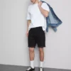 Pantalones cortos de mezclilla ajustados de talle medio