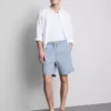 Pantalones cortos de mezclilla con cordón texturizados