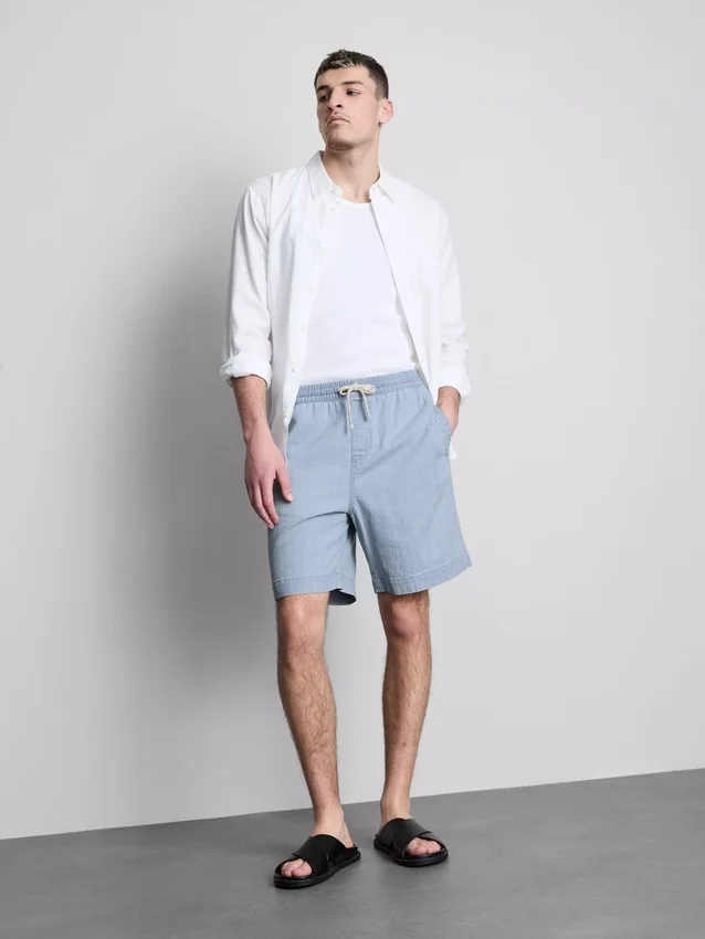 Pantalones cortos de mezclilla con cordón texturizados