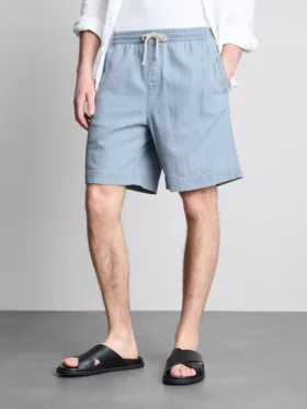 Pantalones cortos de mezclilla con cordón texturizados