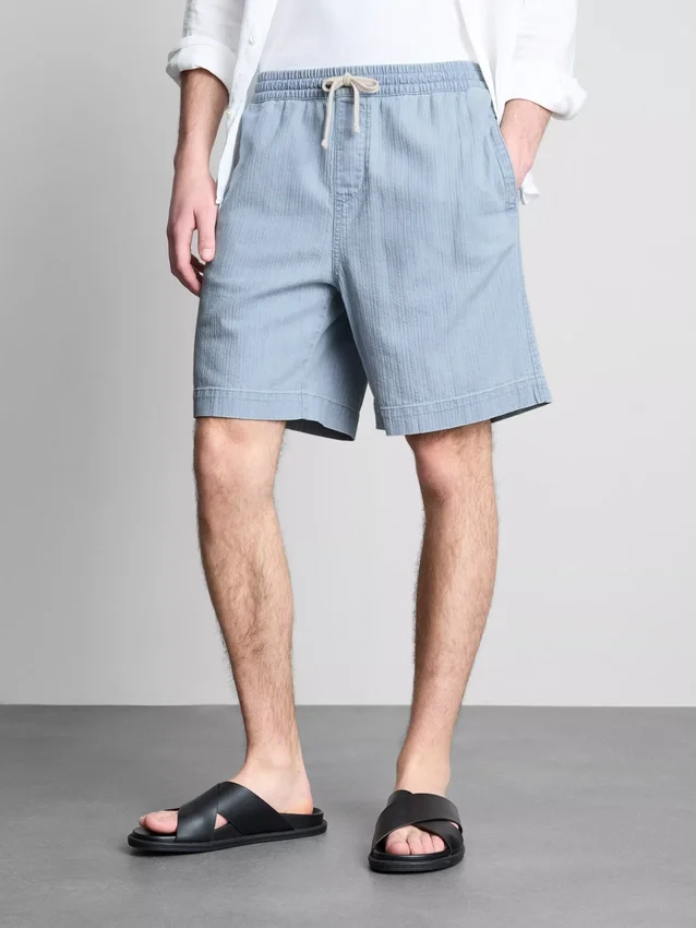 Pantalones cortos de mezclilla con cordón texturizados