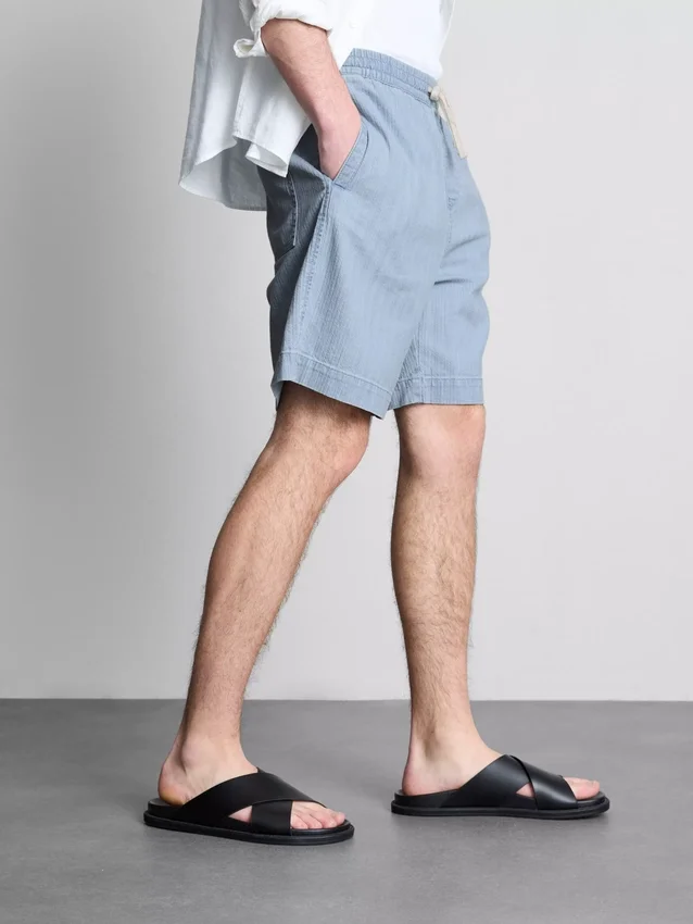 Pantalones cortos de mezclilla con cordón texturizados