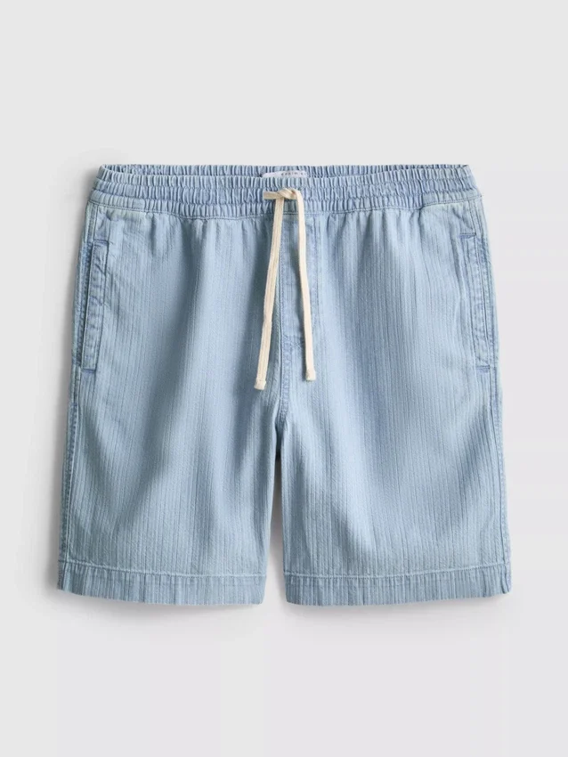 Pantalones cortos de mezclilla con cordón texturizados