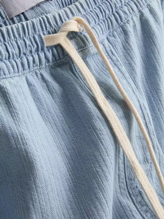 Pantalones cortos de mezclilla con cordón texturizados