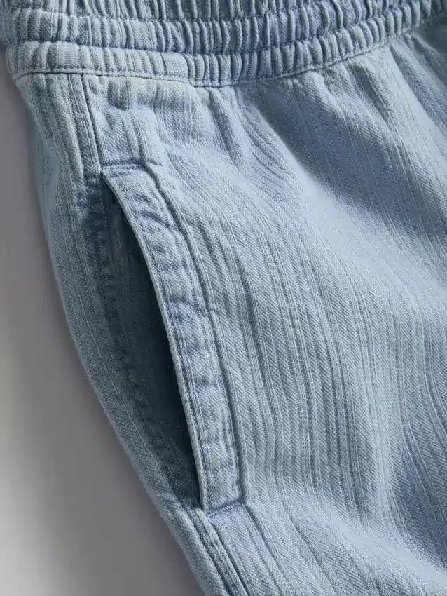 Pantalones cortos de mezclilla con cordón texturizados