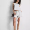 Pantalones cortos de mezclilla con dobladillo con volantes