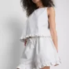 Pantalones cortos de mezclilla con dobladillo con volantes