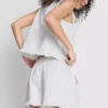 Pantalones cortos de mezclilla con dobladillo con volantes