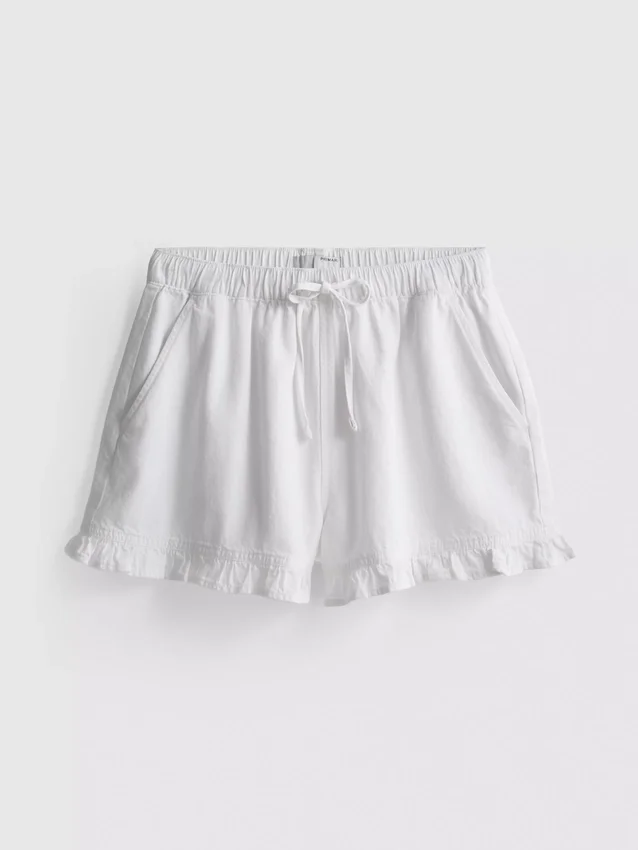 Pantalones cortos de mezclilla con dobladillo con volantes
