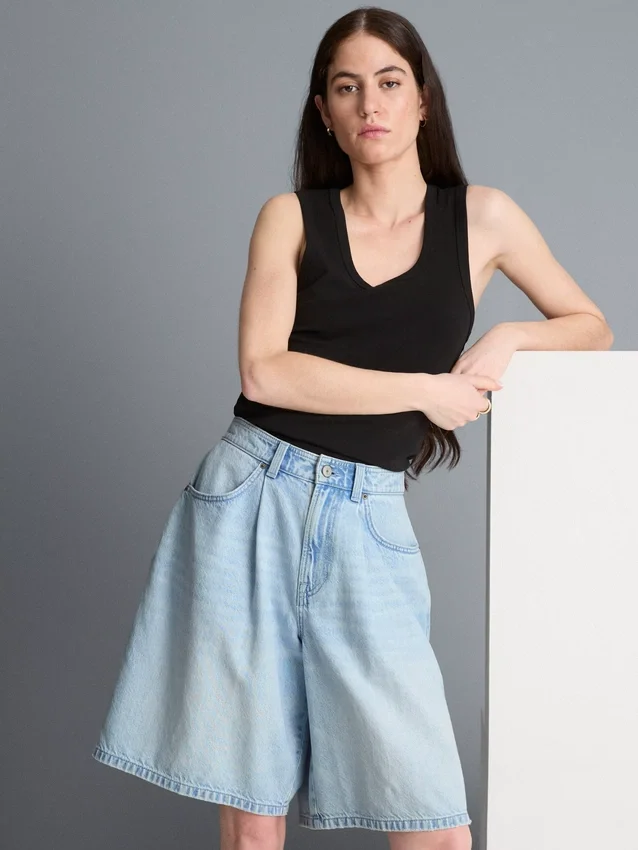 Pantalones cortos de mezclilla de algodón