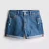 Pantalones cortos de mezclilla de talle medio con dobladillo