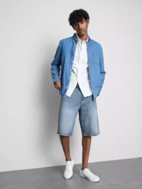 Pantalones cortos de mezclilla holgados de talle medio