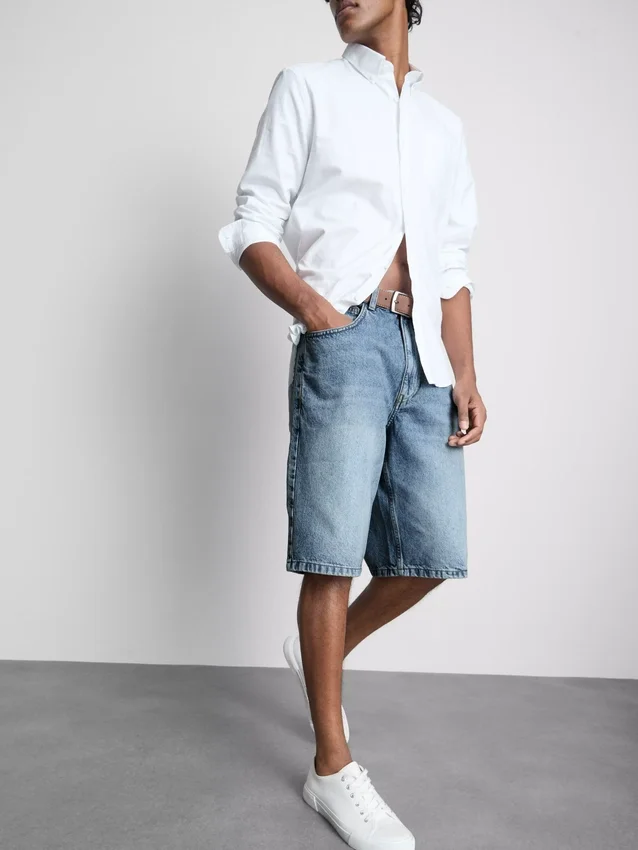 Pantalones cortos de mezclilla holgados de talle medio