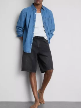 Pantalones cortos de mezclilla holgados de talle medio
