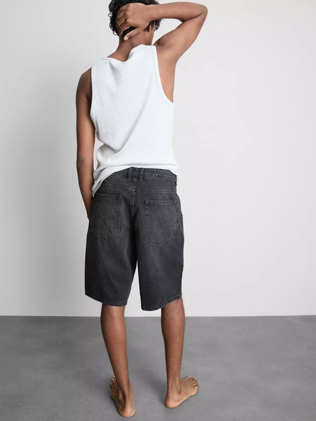 Pantalones cortos de mezclilla holgados de talle medio
