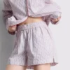 Pantalones cortos de pijama a rayas de algodón estilo «servicio de habitación»