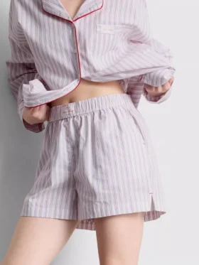 Pantalones cortos de pijama a rayas de algodón estilo «servicio de habitación»