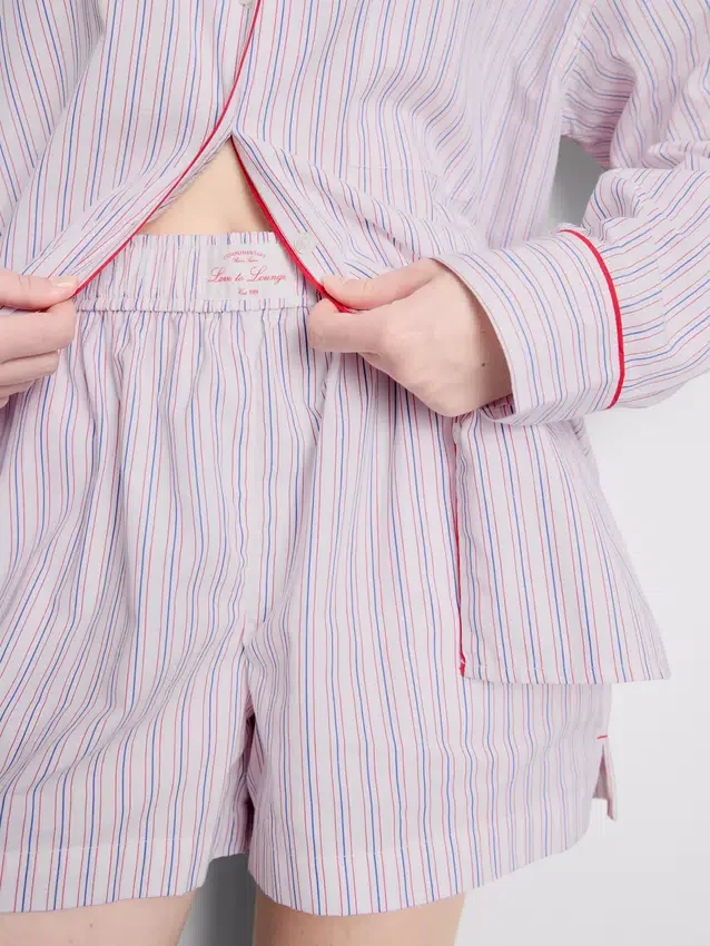 Pantalones cortos de pijama a rayas de algodón estilo «servicio de habitación»