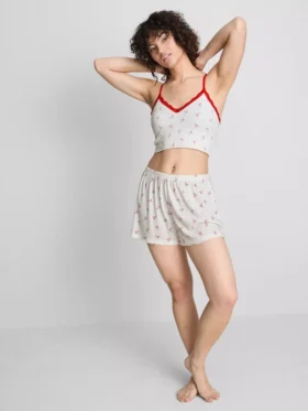 Pantalones cortos de pijama acanalados con estampado