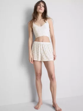 Pantalones cortos de pijama acanalados con estampado
