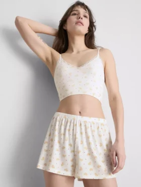 Pantalones cortos de pijama acanalados con estampado