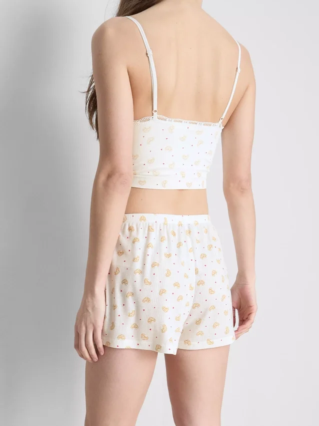 Pantalones cortos de pijama acanalados con estampado
