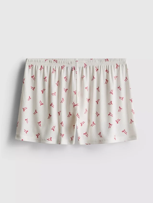 Pantalones cortos de pijama acanalados con estampado