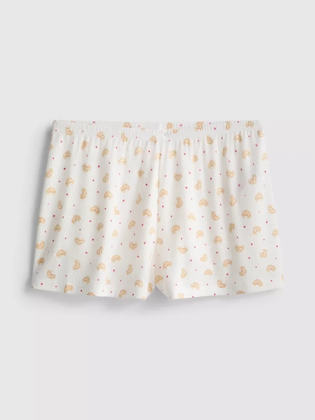 Pantalones cortos de pijama acanalados con estampado