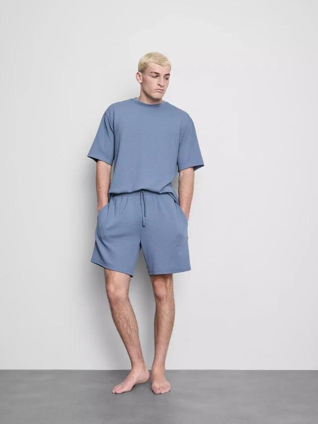 Pantalones cortos de pijama con cordón y textura