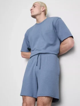 Pantalones cortos de pijama con cordón y textura