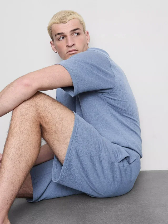 Pantalones cortos de pijama con cordón y textura
