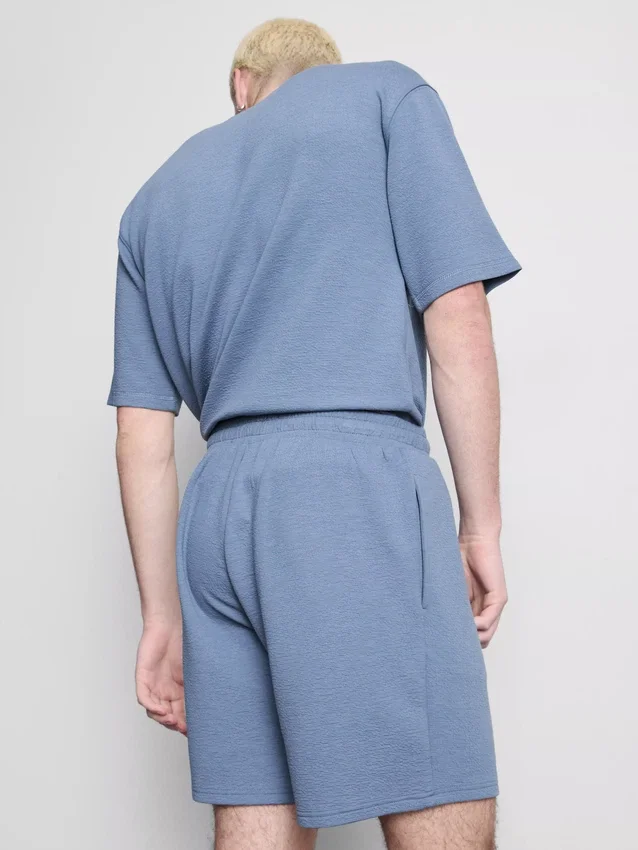 Pantalones cortos de pijama con cordón y textura