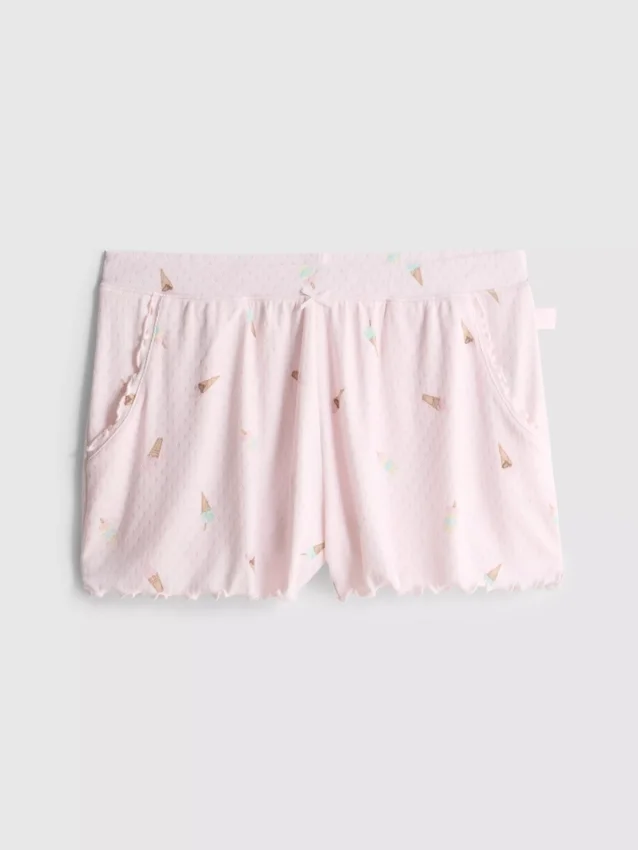 Pantalones cortos de pijama con volantes y estampado de helados «Love to Lounge»