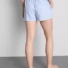 Pantalones cortos de pijama de algodón a rayas estilo Oxford