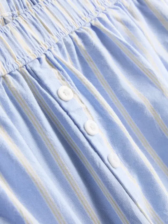 Pantalones cortos de pijama de algodón a rayas estilo Oxford