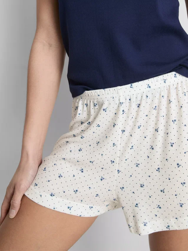 Pantalones cortos de pijama de jersey acanalado