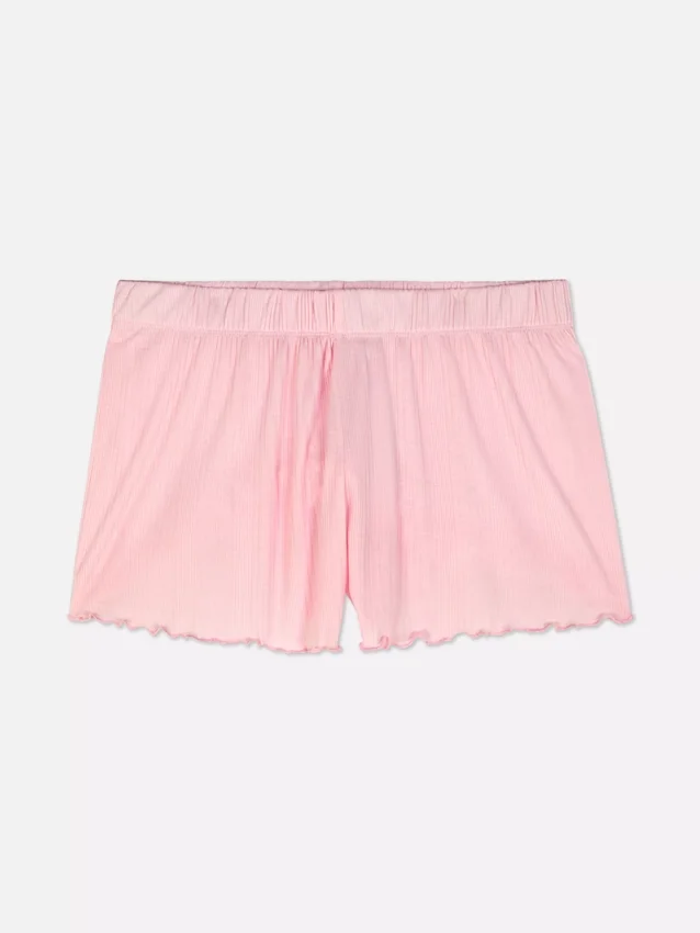 Pantalones cortos de pijama de jersey con ribete ondulado