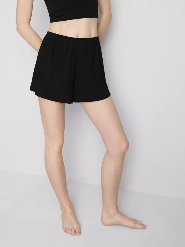 Pantalones cortos de pijama de punto calado