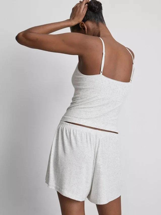 Pantalones cortos de pijama de punto calado
