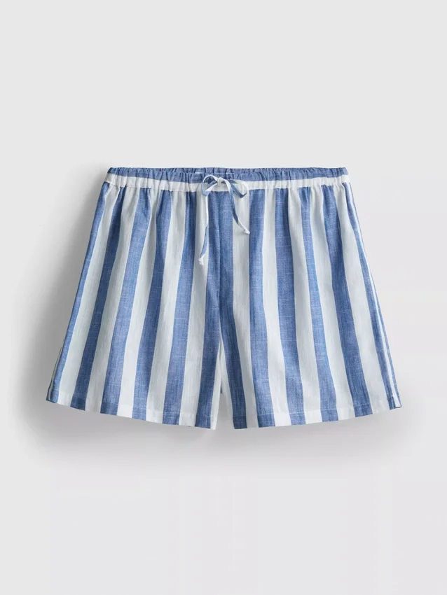 Pantalones cortos de playa de algodón a rayas de corte holgado