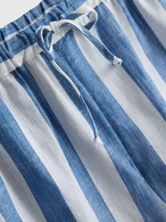 Pantalones cortos de playa de algodón a rayas de corte holgado