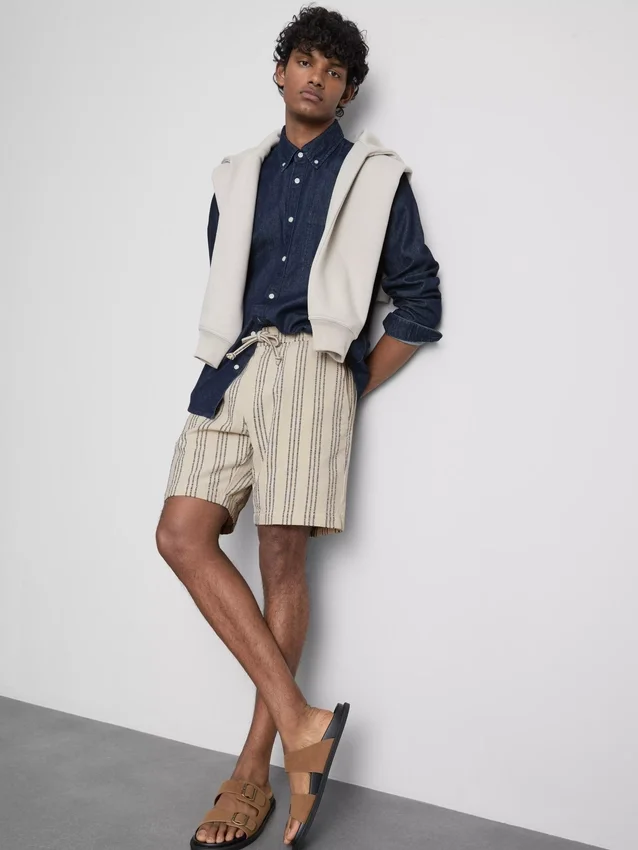 Pantalones cortos de rayas texturizadas
