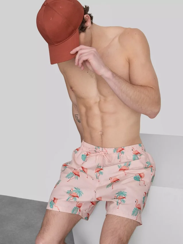 Pantalones cortos de texturizado con estampado de flamencos