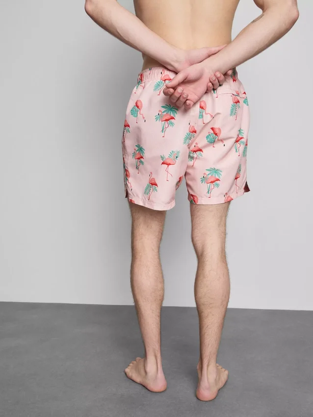 Pantalones cortos de texturizado con estampado de flamencos