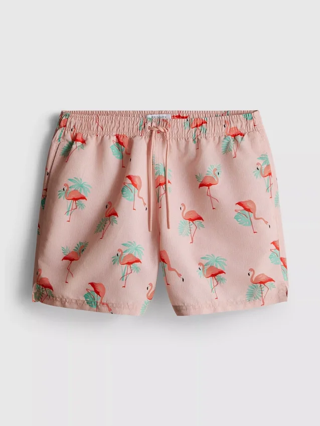Pantalones cortos de texturizado con estampado de flamencos