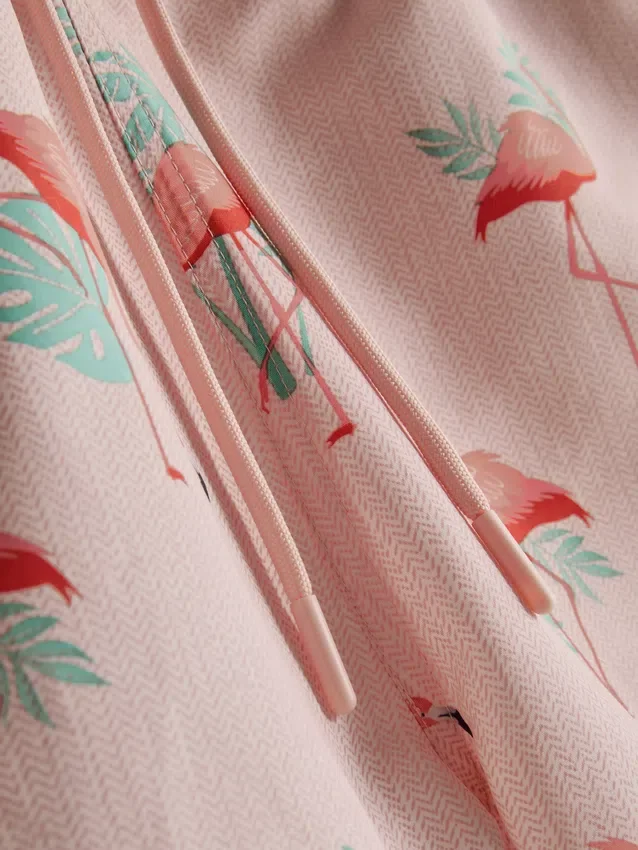 Pantalones cortos de texturizado con estampado de flamencos