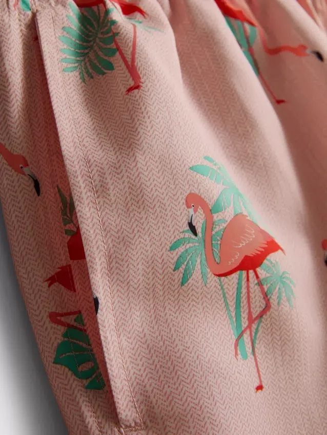 Pantalones cortos de texturizado con estampado de flamencos